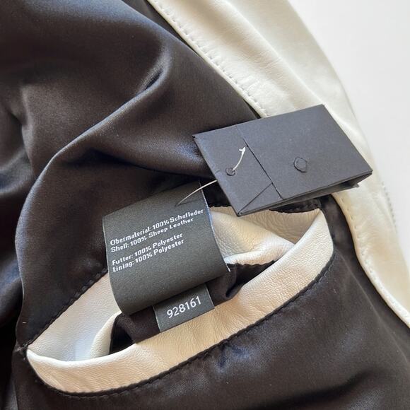 Tigha Leather Biker Jacket in White Yellow Black - Picture 8 of 16